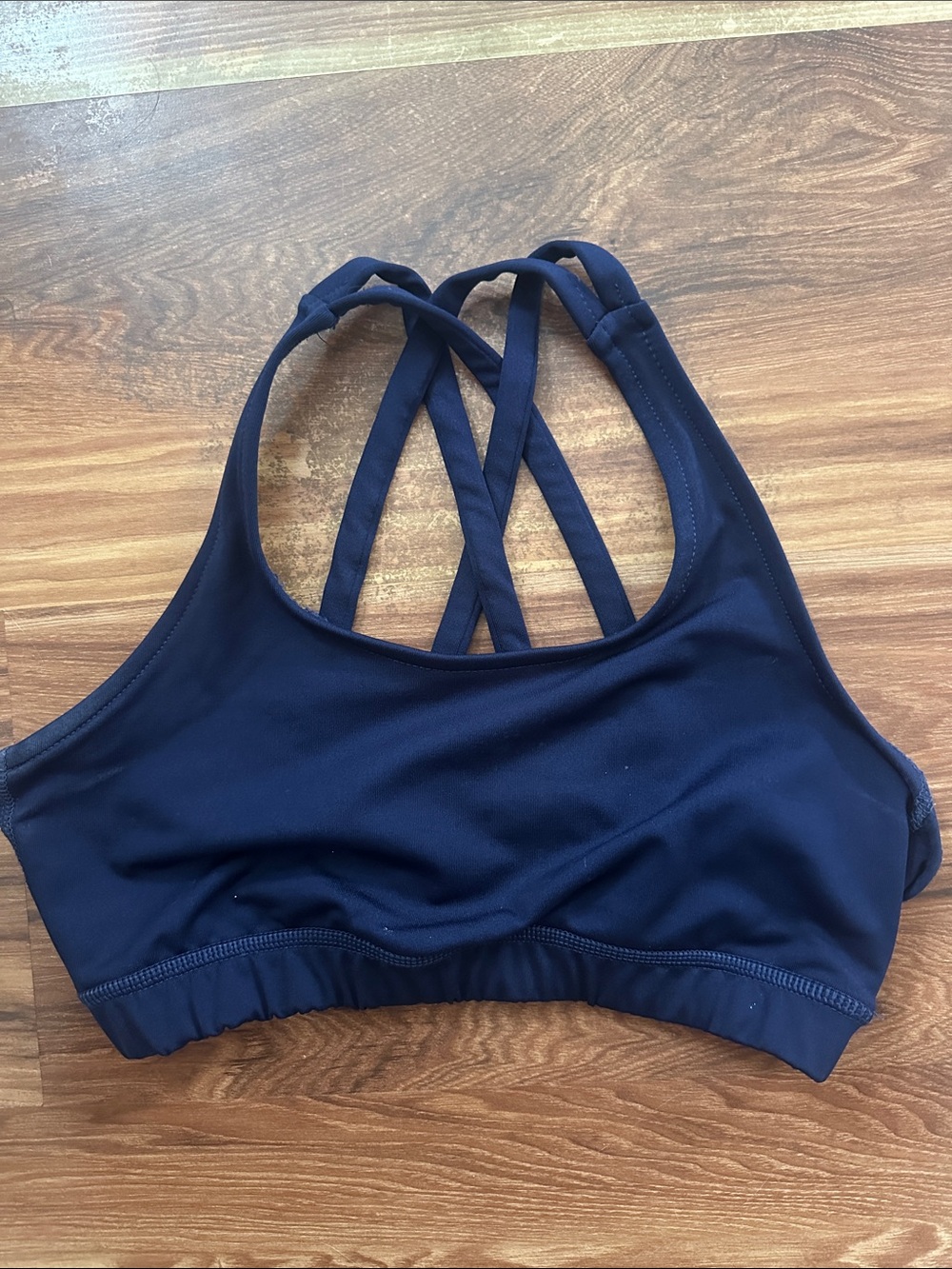 Varsity Navy Crisscross-Strap Sports Bra